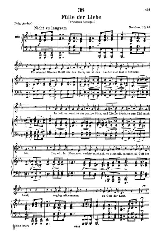 F uuml lle der Liebe D.854 (Gesang tief + Klavier) (Klavier  Gesang tief) von Franz Schubert