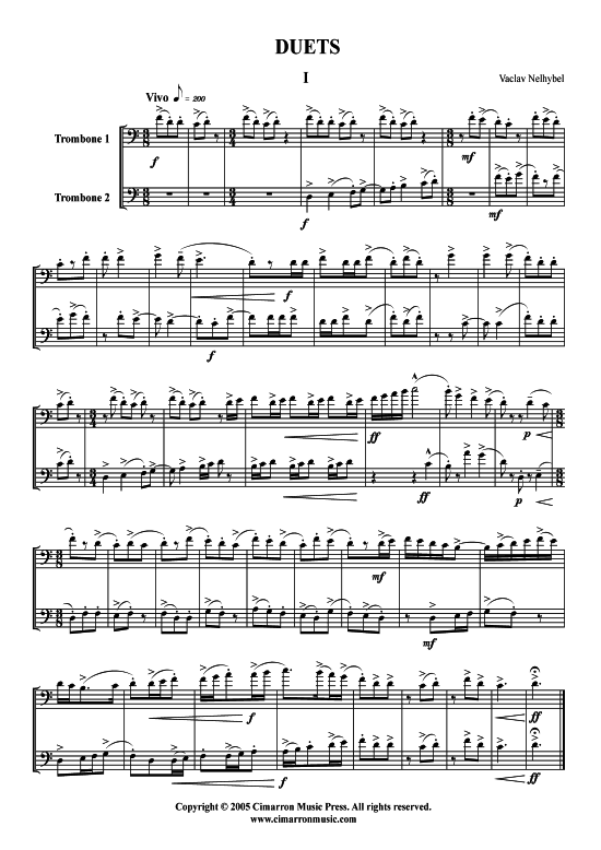 F uuml nf Duette (2x Posaune) (Duett (Posaune)) von Vaclav Nelhybel