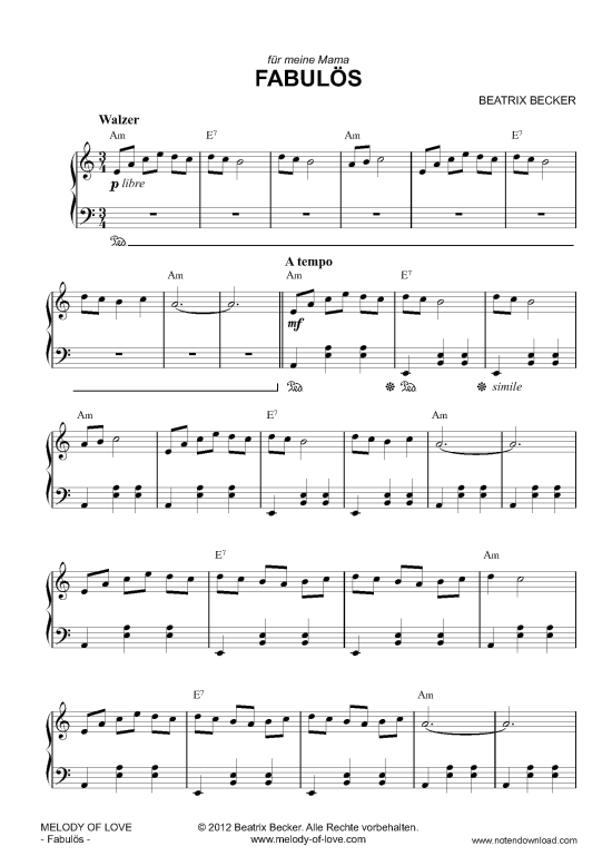 Fabul ouml s (Klavier Solo leicht) (Klavier einfach) von Beatrix Becker
