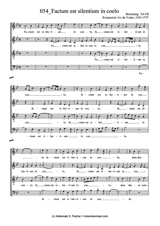 Factum est silentium in coelo (Gemischter Chor) (Gemischter Chor) von Ivo de V ento 1543-1575 