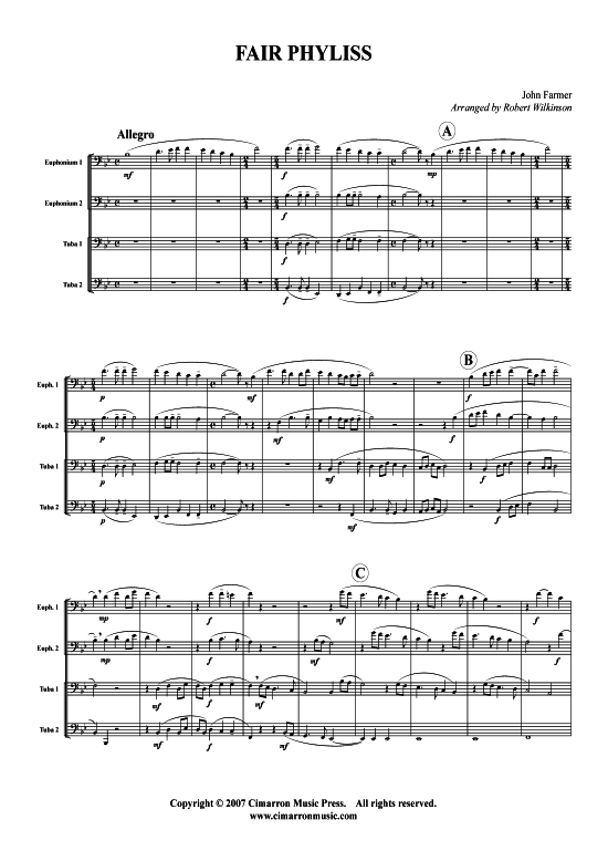 Fair Phyliss (Tuba Quartett 2x Bariton 2xTuba) (Quartett (Tuba)) von John Farmer
