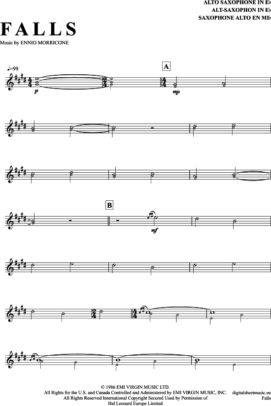 Falls (Alt-Sax) (Alt Saxophon) von Ennio Morricone