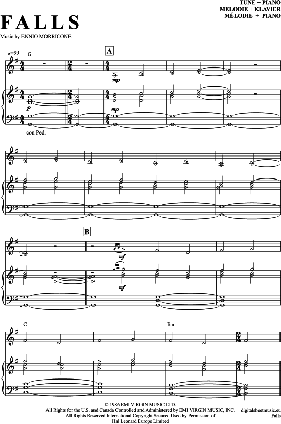 Falls (Klavier + Gesang) (Klavier Gesang  Gitarre) von Ennio Morricone