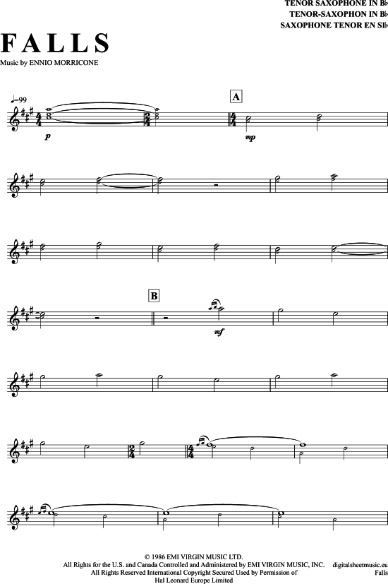 Falls (Tenor-Sax) (Tenor Saxophon) von Ennio Morricone
