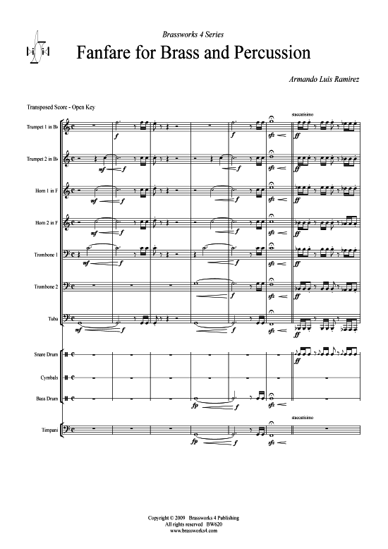 Fanfare for Brass and Percussion (Blechbl ser Septett) (Septett) von Armando Luis Ramirez