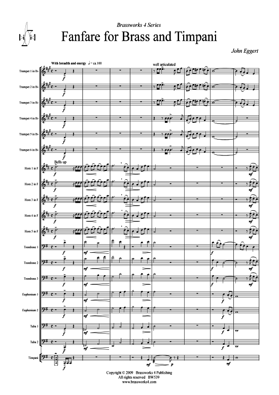 Fanfare f r Brass und Timpani (Brass Ensemble) (Ensemble (Blechbl ser)) von John Eggert