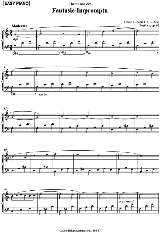 Fantasie-Impromptu (Klavier solo leicht) (Klavier Solo) von F. Chopin Thema aus