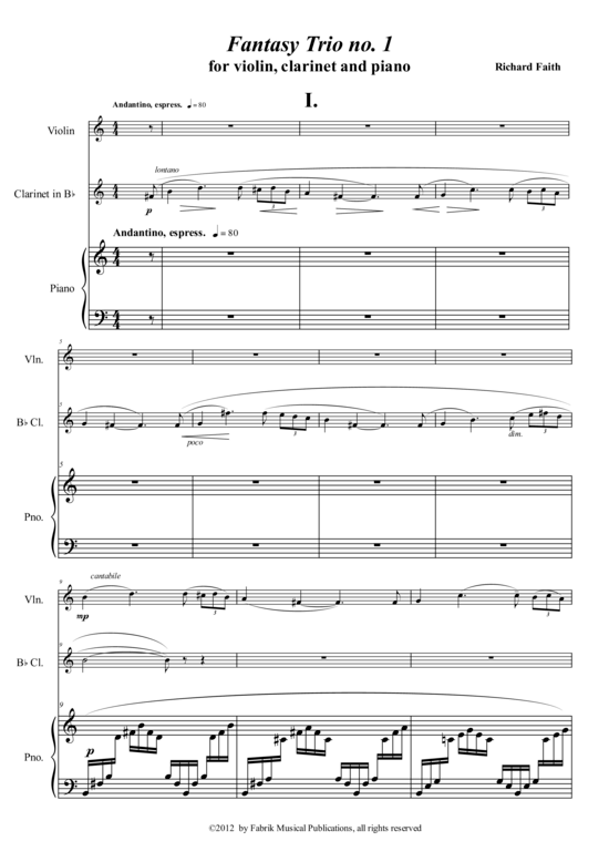 Fantasy Trio no. 1 (Klarinette in B Violine + Klavier) (Trio (Klavier  2 St.)) von Richard Faith