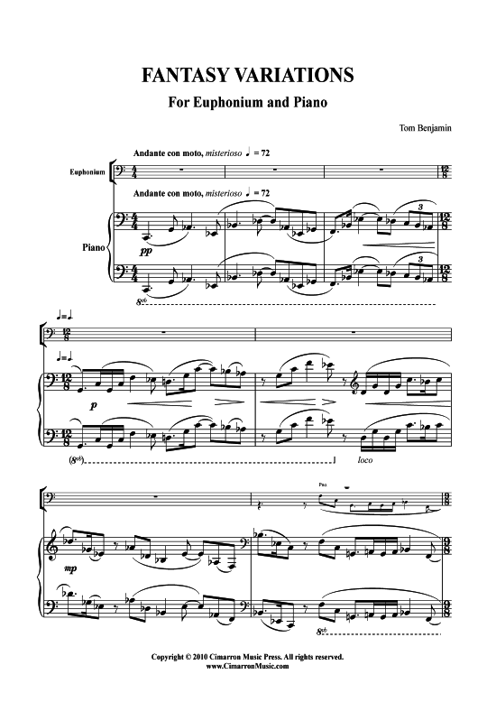 Fantasy Variations (Bariton Pos + Klavier) (Klavier  Bariton (Posaune)) von Tom Benjamin