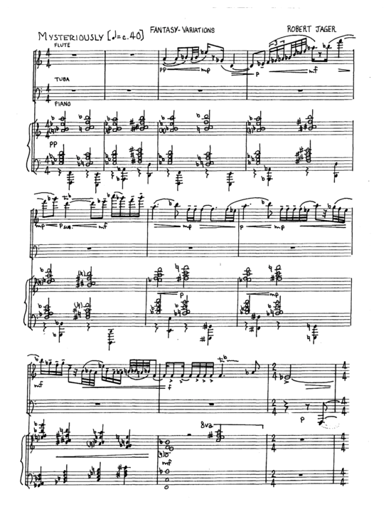 Fantasy Variations (Fl ouml te Tuba + Klavier) (Trio (Klavier  2 St.)) von Robert Jager