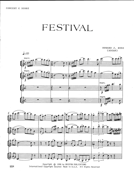 Festival (2 Fl ten Pikkolo 1 C und 2 B-Klarinetten) (Quartett (Holzbl ser)) von Howard J. Buss