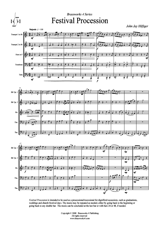 Festival Procession (Blechbl serquintett) (Quintett (Blech Brass)) von John Jay Hilfiger