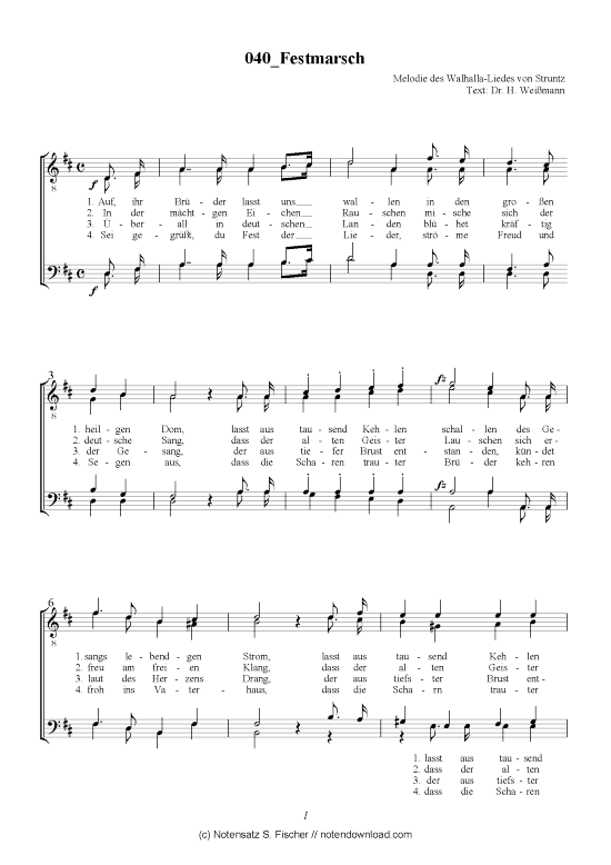 Festmarsch (M nnerchor) (M nnerchor) von Melodie des Walhalla-Liedes von Struntz  Dr. H. Wei mann 