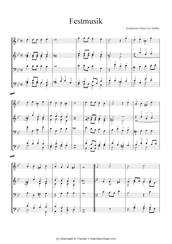 Festmusik (Quartett in C) (Quartett (4 St.)) von Hans Leo Ha ler