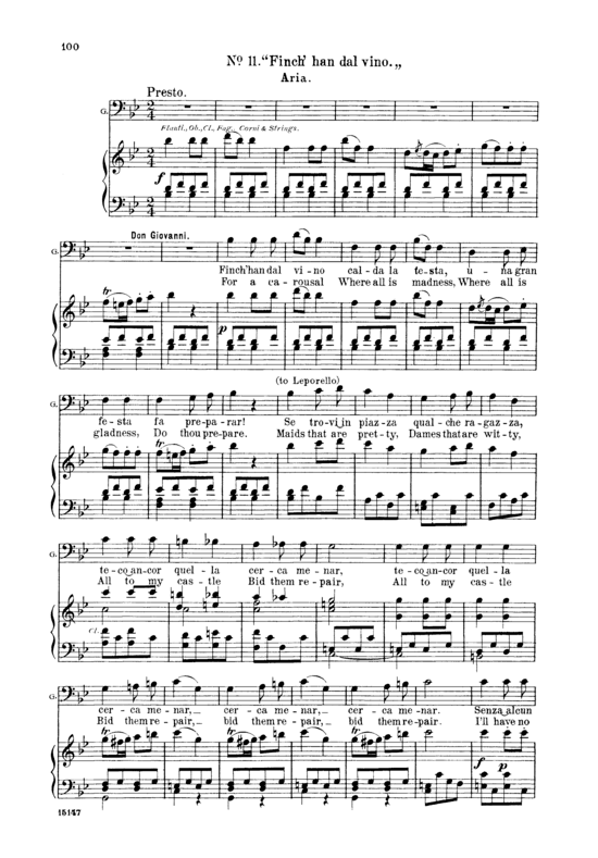 Fin ch han dal vino (Klavier + Bass Bariton Solo) (Klavier  Bass) von W. A. Mozart (K.527)