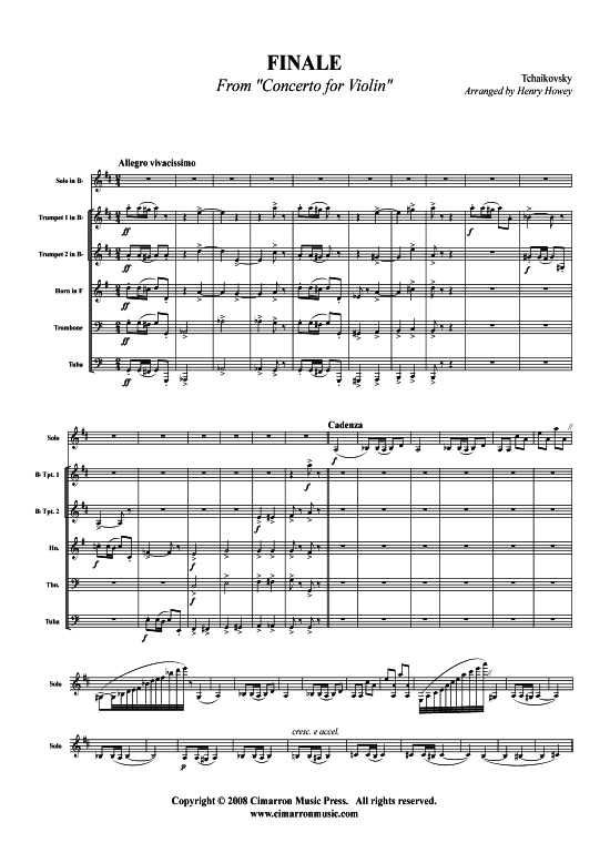 Finale aus Violin-Konzert (Klarinette Marimba + Brass-Quintett) (Ensemble  Solo Instrument) von Peter Tschaikowski