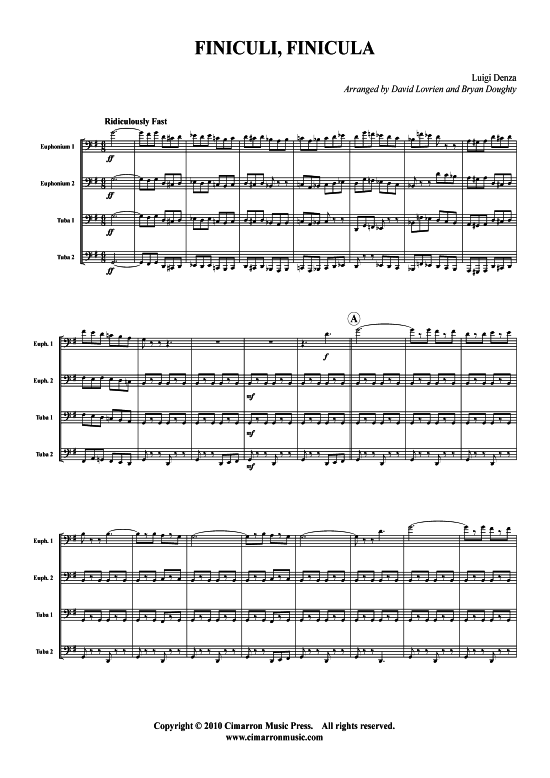 Finiculi Finicula (Tuba Quartett 2x Bariton 2xTuba) (Quartett (Tuba)) von Luigi Denza