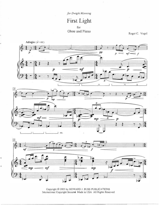 First Light (Oboe und Klavier) (Klavier  Oboe) von Roger C. Vogel
