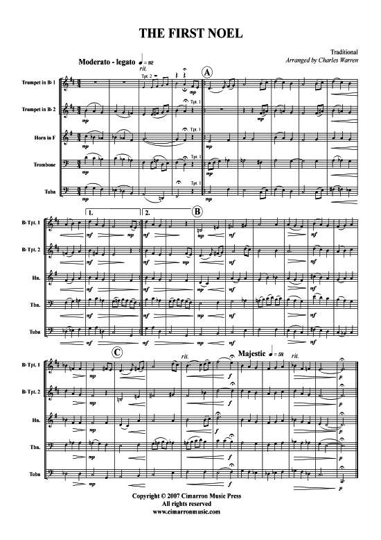 First Noel (Blechbl auml serquintett) (Quintett (Blech Brass)) von Weihnachten