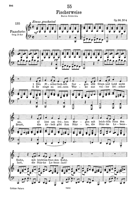 Fischerweise D.881 (Gesang tief + Klavier) (Klavier  Gesang tief) von Franz Schubert