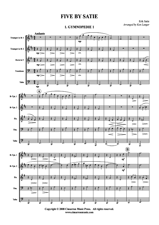 Five by Satie (Blechbl auml serquintett) (Quintett (Blech Brass)) von Erik Satie