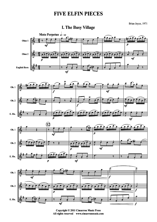 Five Elfin Pieces (2x Oboe Englischhorn) (Trio (Holzbl ser)) von Brian Joyce