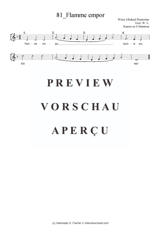 Flamme empor (Gemischter Chor) (Gemischter Chor) von Weise Michael Praetorius  W. L. Kanon zu 4 Stimmen