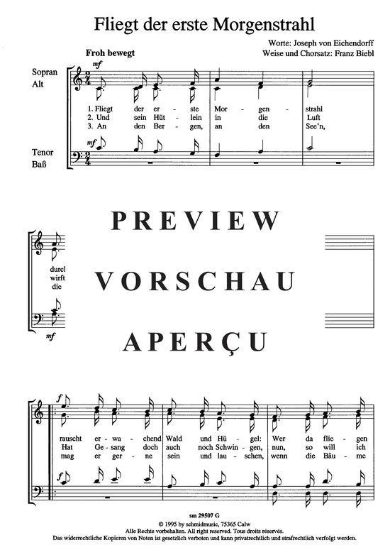 Fliegt der erste Morgenstrahl (Gemischter Chor) (Gemischter Chor) von Franz Biebl
