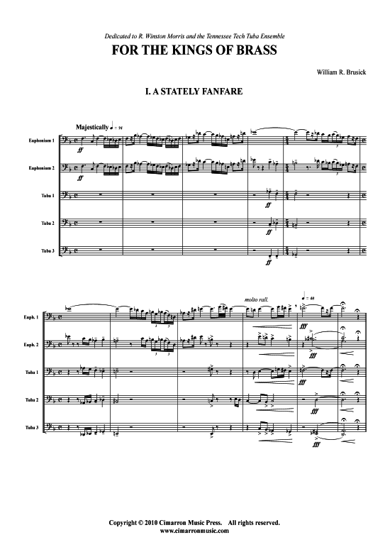 For the Kings of Brass (Tuba-Ensemble EEETTT) (Ensemble (Blechbl ser)) von William Brusick