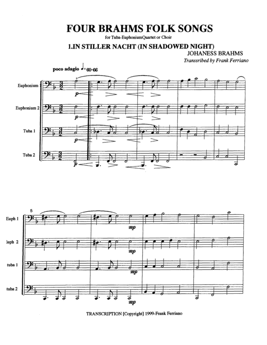 Four Brahms Folk Songs (Tuba Quartett EETT) (Quartett (Tuba)) von Johannes Brahms
