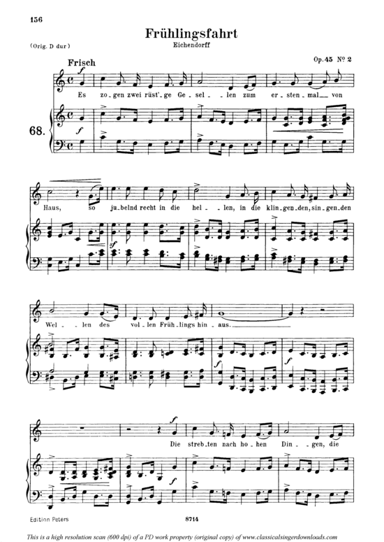 Fr uuml hlingsfahrt Op.45 No.2 (Gesang mittel + Klavier) (Klavier  Gesang mittel) von Robert Schumann