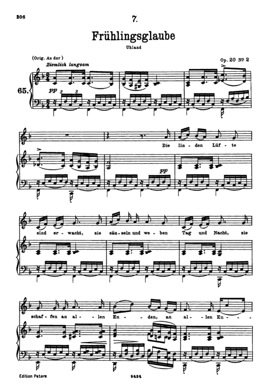 Fr uuml hlingsglaube D.686 (Gesang tief + Klavier) (Klavier  Gesang tief) von Franz Schubert
