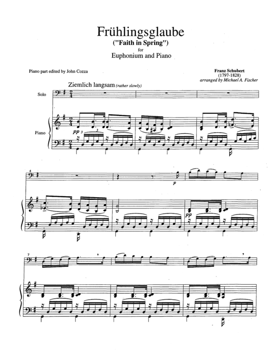 Fr uuml hlingsglaube (Euphonium + Klavier) (Klavier  Euphonium) von Franz Schubert