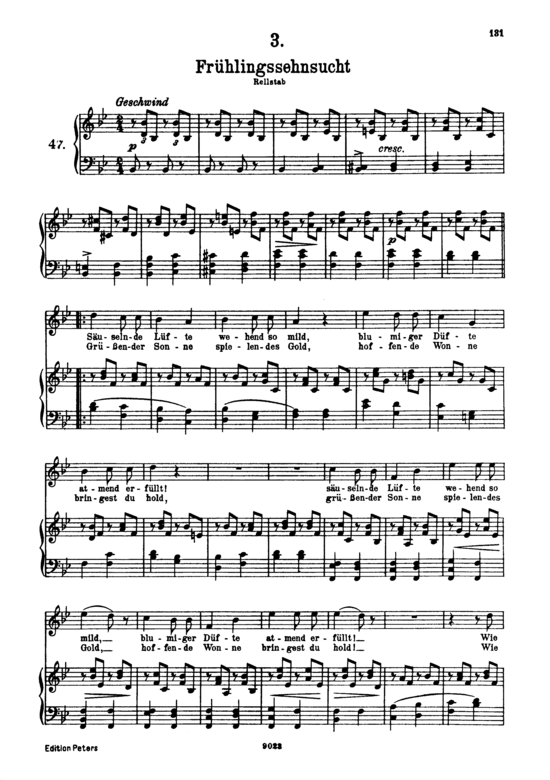 Fr uuml hlingssehnsucht D.957-3 (Schwanengesang) (Gesang hoch + Klavier) (Klavier  Gesang hoch) von Franz Schubert