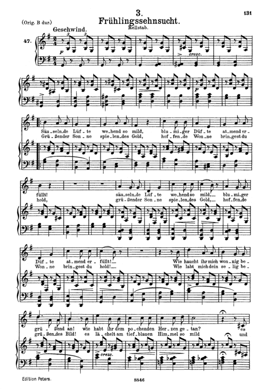 Fr uuml hlingssehnsucht D.957-3 (Schwanengesang) (Gesang mittel + Klavier) (Klavier  Gesang mittel) von Schubert Franz