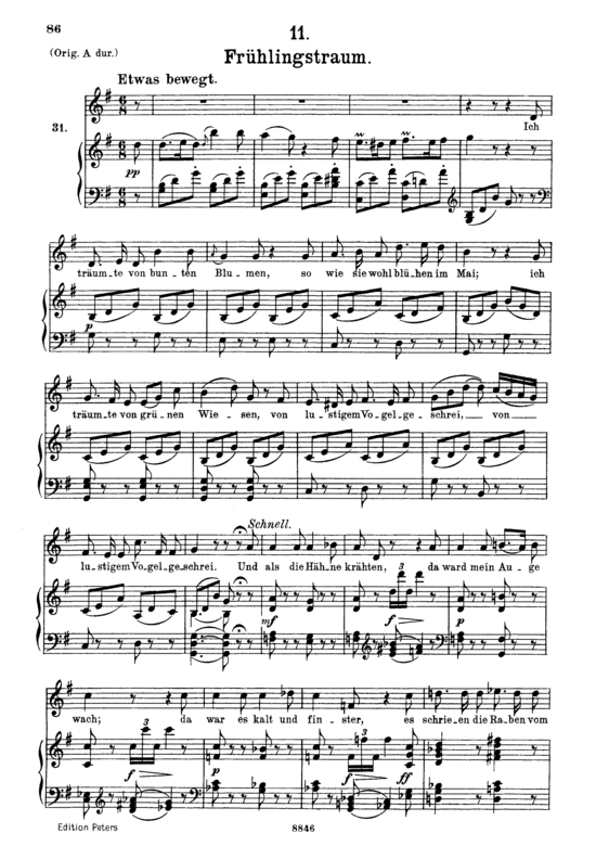 Fr uuml hlingstraum D.911-11 (Winterreise) (Gesang mittel + Klavier) (Klavier  Gesang mittel) von Schubert Franz