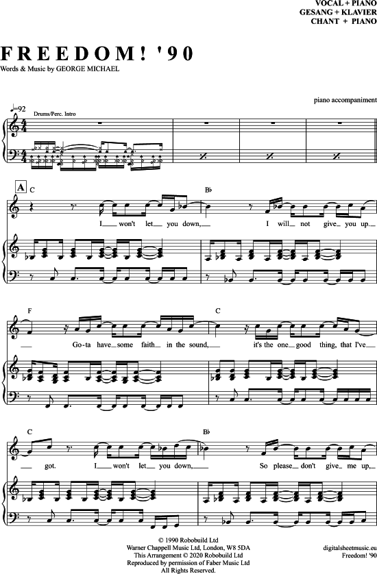 Freedom (Klavier Begleitung + Gesang) (Klavier Gesang  Gitarre) von George Michael