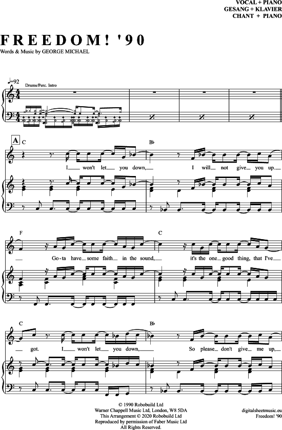 Freedom (Klavier + Gesang) (Klavier Gesang  Gitarre) von George Michael