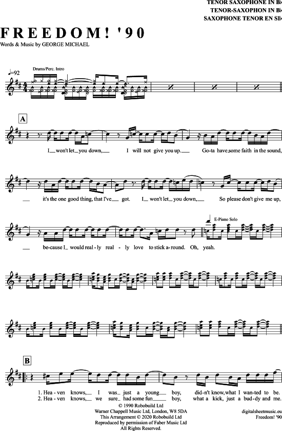 Freedom (Tenor-Sax) (Tenor Saxophon) von George Michael