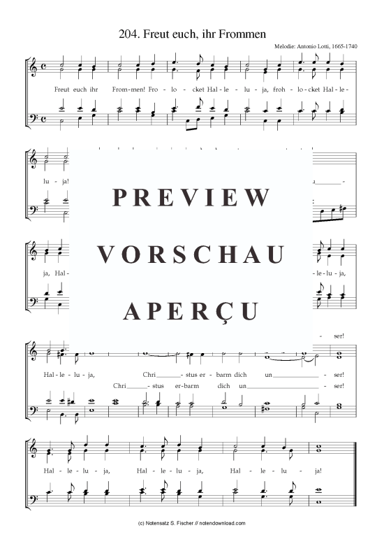 Freut euch ihr Frommen (Gemischter Chor) (Gemischter Chor) von Antonio Lotti 1665-1740