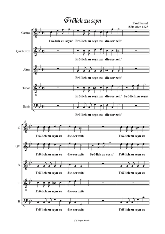 Fr lich zu seyn (Gemischter Chor SSATB) (Gemischter Chor (5 stimmig)) von Paul Peuerl 1570-nach 1625