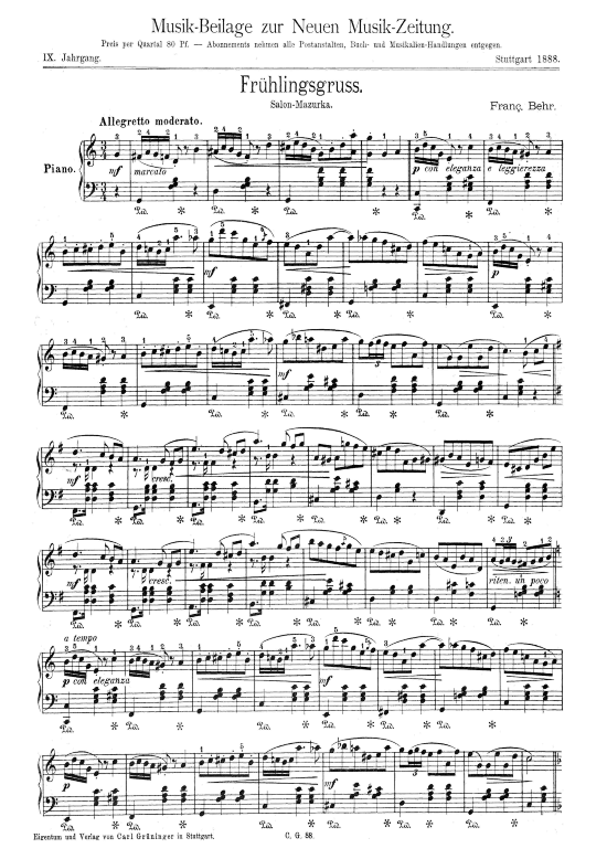 Fr hlingsgruss (Klavier Solo) (Klavier Solo) von Franz Behr