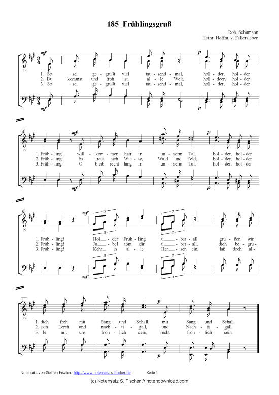 Fr hlingsgru  (M nnerchor) (M nnerchor) von Rob. Schumann Heinr. Hoffm. v. Fallersleben 