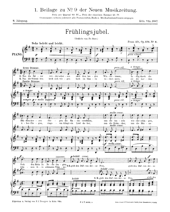 Fr hlingsjubel (Klavier + Gesang) (Klavier  Gesang) von Franz Abt