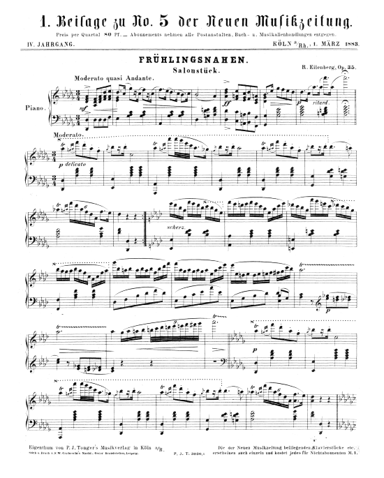 Fr hlingsnahen (Klavier Solo) (Klavier Solo) von Richard Eilenberg