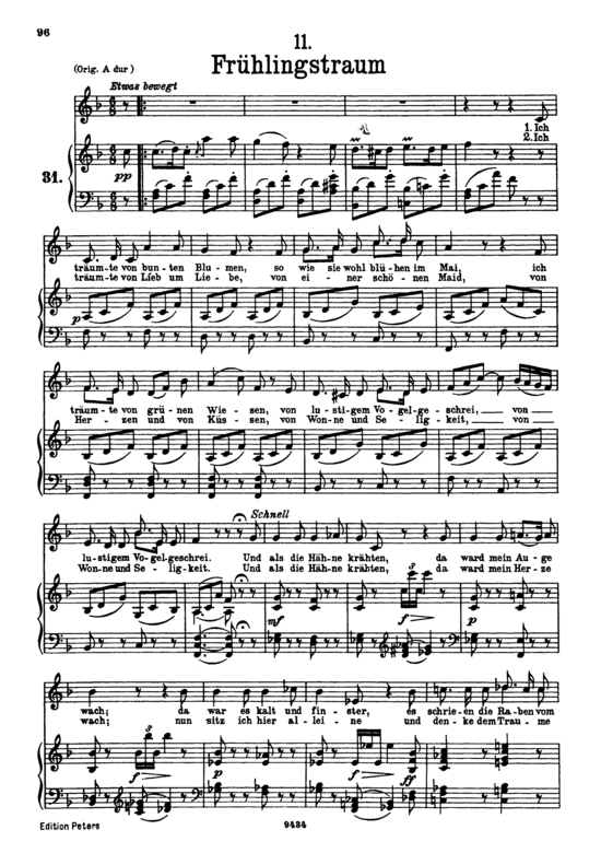 Fr hlingstraum D.911-11 (Winterreise) (Gesang tief + Klavier) (Klavier  Gesang tief) von Franz Schubert