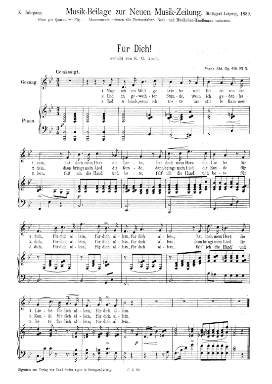 F r Dich (Klavier + Gesang) (Klavier  Gesang) von Franz Abt