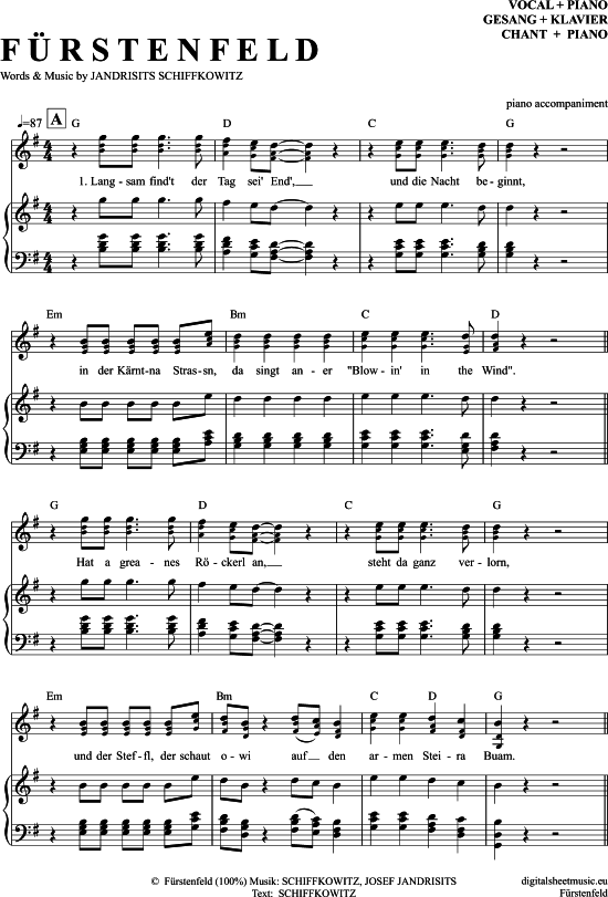 F rstenfeld (Klavier Begleitung + Gesang) (Klavier Gesang  Gitarre) von STS
