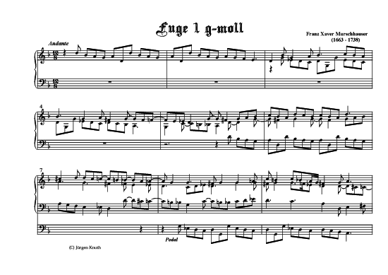 Fuge 1 g-moll (Orgel Solo) (Orgel Solo) von Franz Xaver Murschhauser (1663 - 1738)