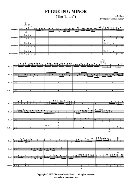 Fuge in G-Moll (Posaunen-Quartett) (Quartett (Posaune)) von J. S. Bach